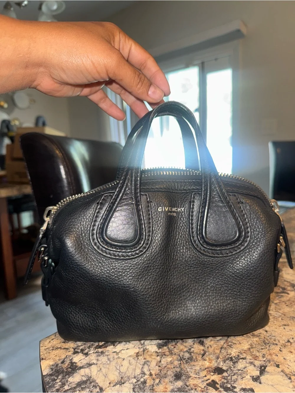 Givenchy Black Pebbled Leather Satchel